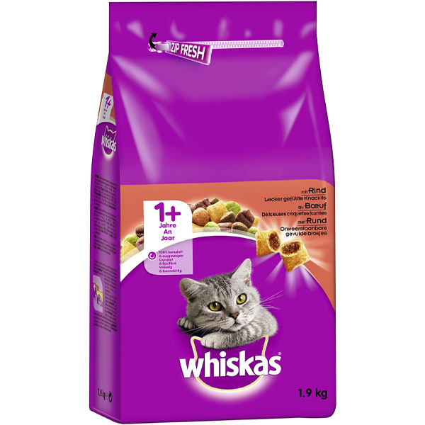غذای خشک گربه بالغ طعم گوشت 1.4 کیلوگرمی Whiskas